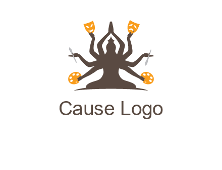 goddess holding art tools logo