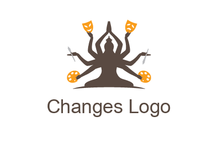 goddess holding art tools logo