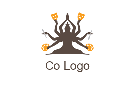goddess holding art tools logo