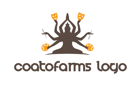 goddess holding art tools logo