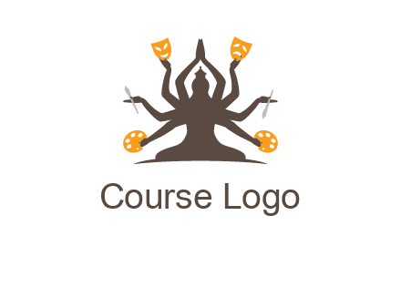 goddess holding art tools logo