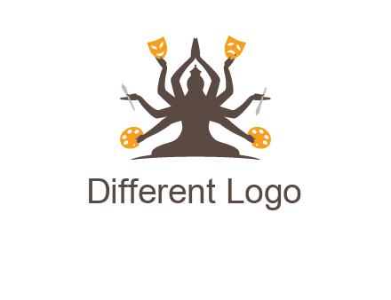 goddess holding art tools logo