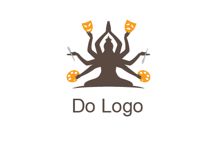 goddess holding art tools logo