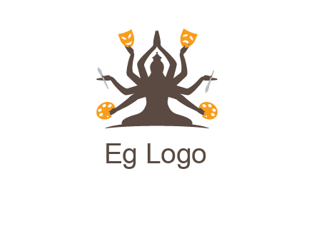 goddess holding art tools logo