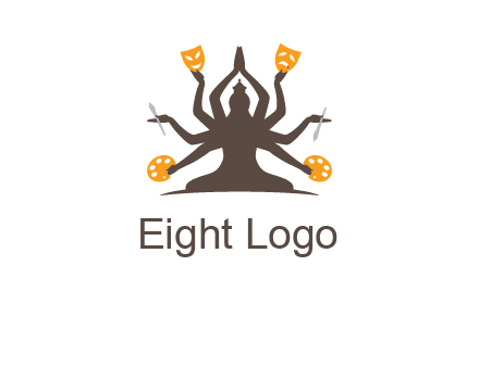 goddess holding art tools logo