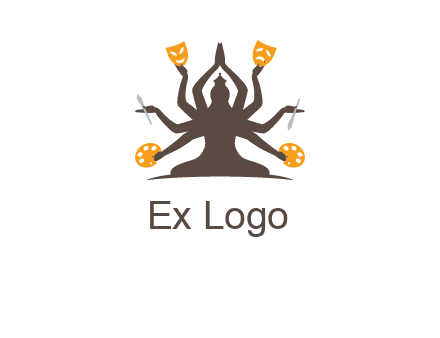 goddess holding art tools logo