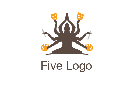 goddess holding art tools logo