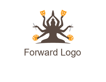 goddess holding art tools logo