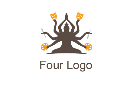 goddess holding art tools logo