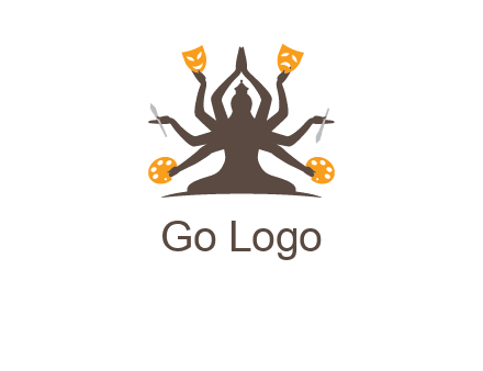 goddess holding art tools logo