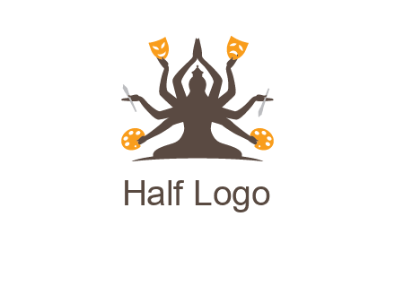goddess holding art tools logo