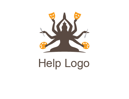 goddess holding art tools logo