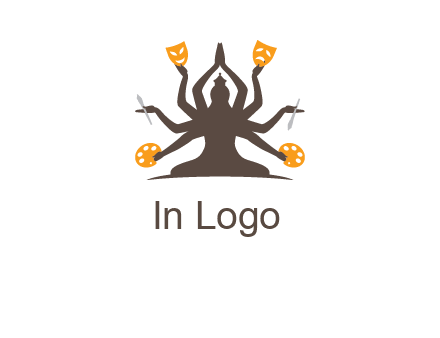 goddess holding art tools logo