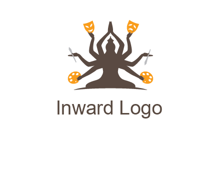 goddess holding art tools logo