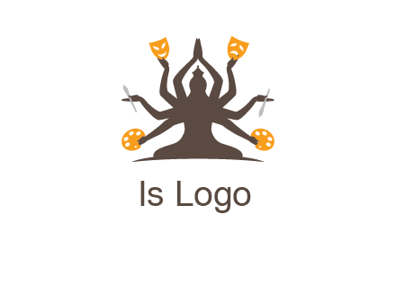 goddess holding art tools logo