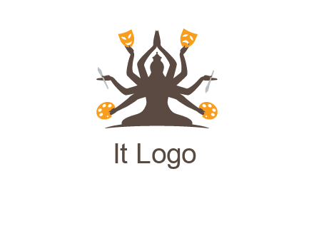 goddess holding art tools logo