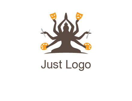 goddess holding art tools logo