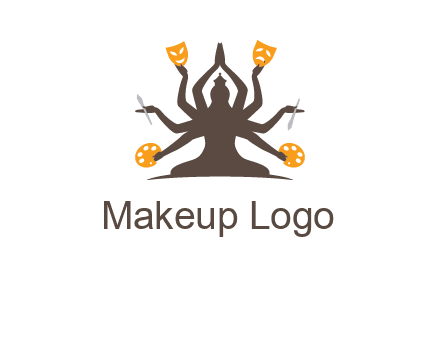 goddess holding art tools logo