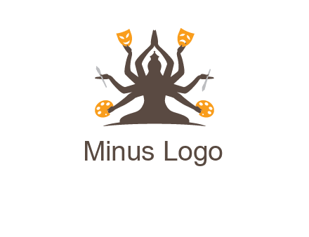 goddess holding art tools logo