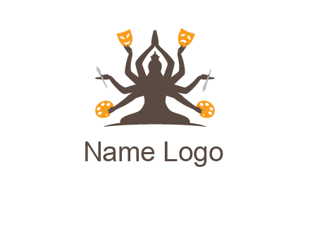 goddess holding art tools logo