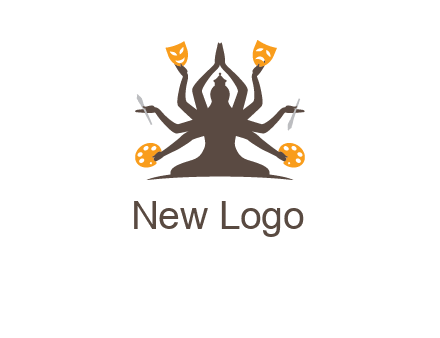 goddess holding art tools logo