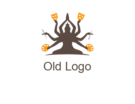 goddess holding art tools logo