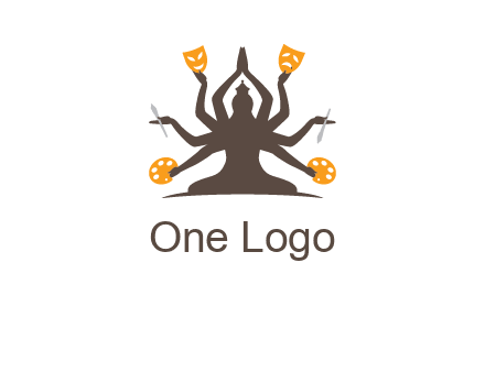 goddess holding art tools logo
