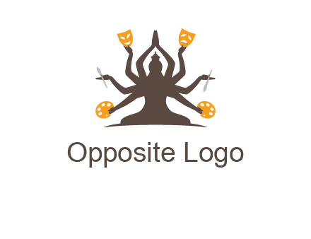 goddess holding art tools logo