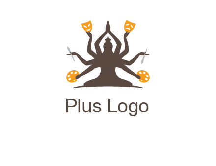 goddess holding art tools logo