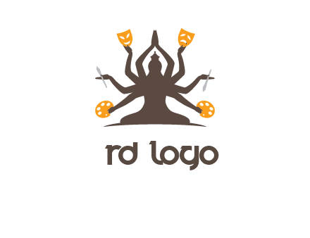 goddess holding art tools logo