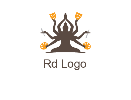 goddess holding art tools logo
