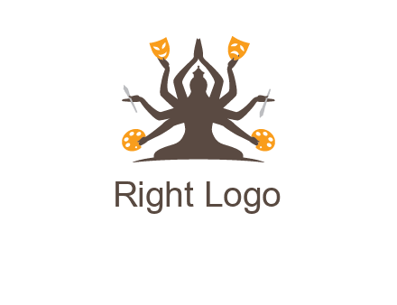 goddess holding art tools logo