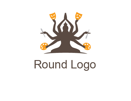 goddess holding art tools logo