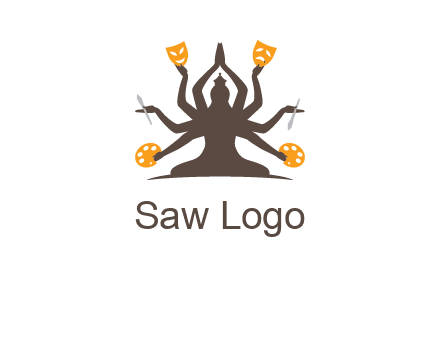goddess holding art tools logo