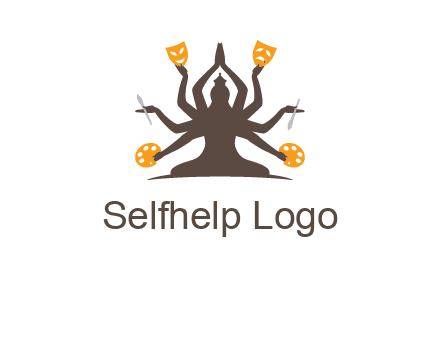 goddess holding art tools logo