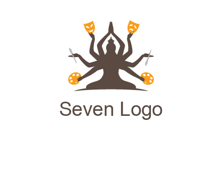 goddess holding art tools logo
