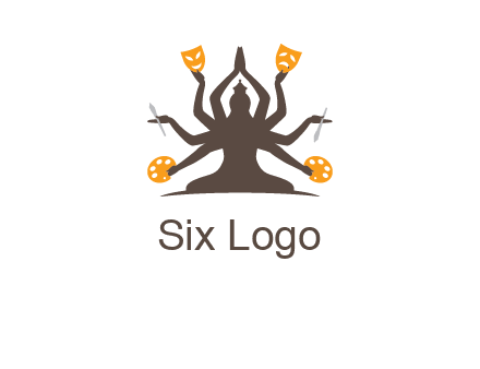 goddess holding art tools logo