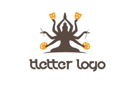 goddess holding art tools logo