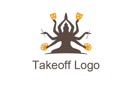 goddess holding art tools logo