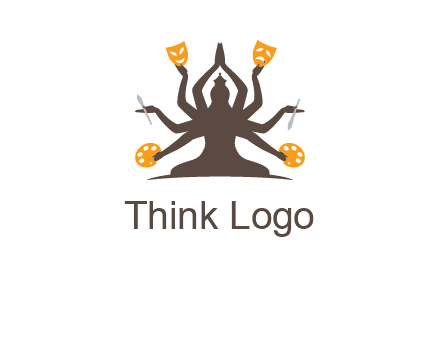 goddess holding art tools logo