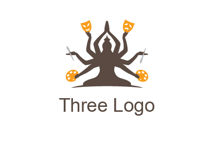 goddess holding art tools logo