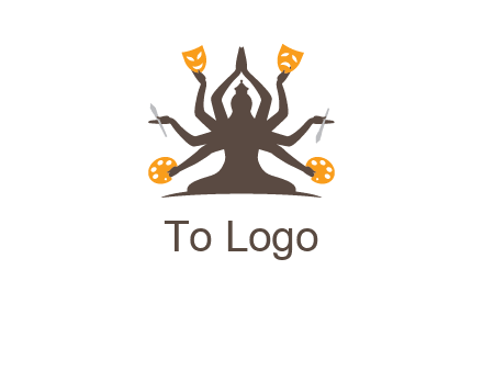 goddess holding art tools logo