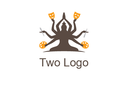 goddess holding art tools logo