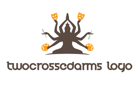 goddess holding art tools logo