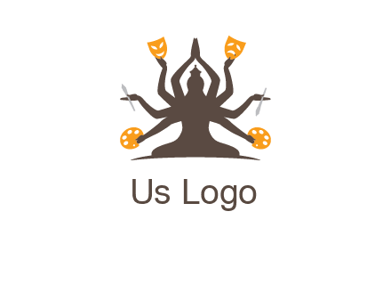 goddess holding art tools logo