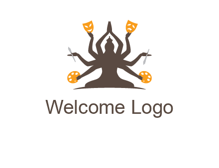 goddess holding art tools logo