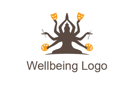 goddess holding art tools logo