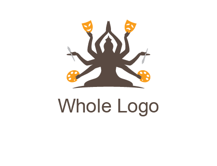 goddess holding art tools logo