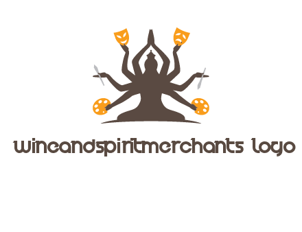 goddess holding art tools logo