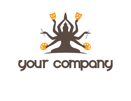 goddess holding art tools logo